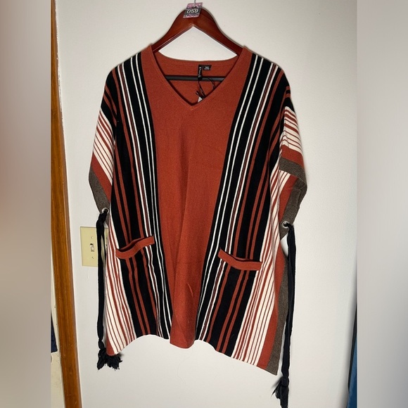 Sweaters - Closet Clear Out #59 Ethyl Orange Black Poncho New!!!